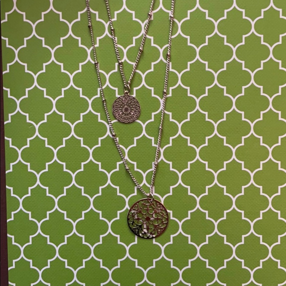 Fashion layered jewelry with circle pendants